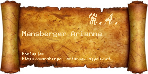 Mansberger Arianna névjegykártya